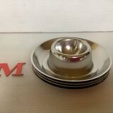 Four Belgium M stainless steel egg cups