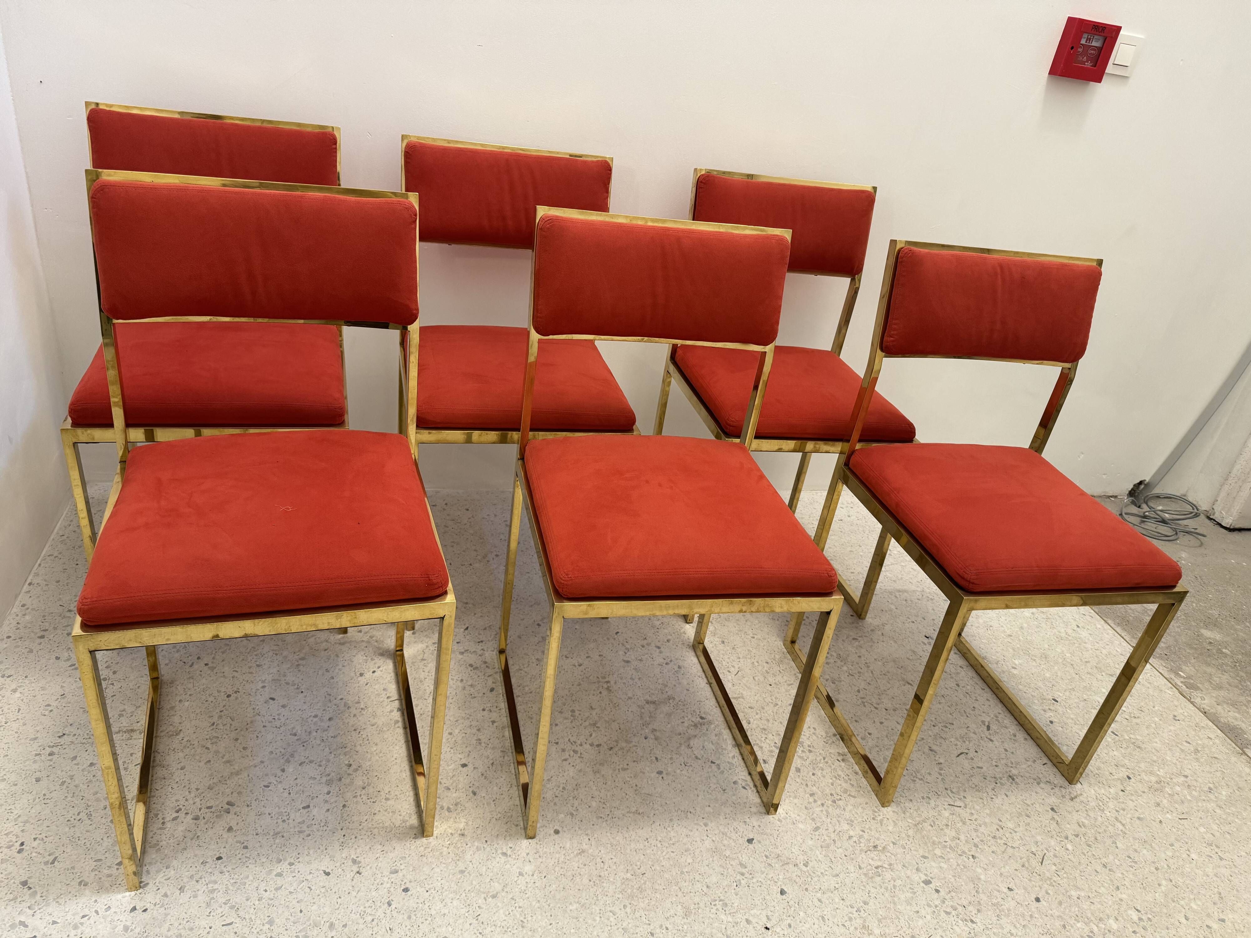 6 gold metal chairs from the 70s
