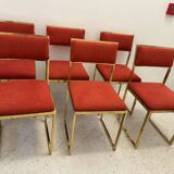 6 chaises métal doré années 70s
