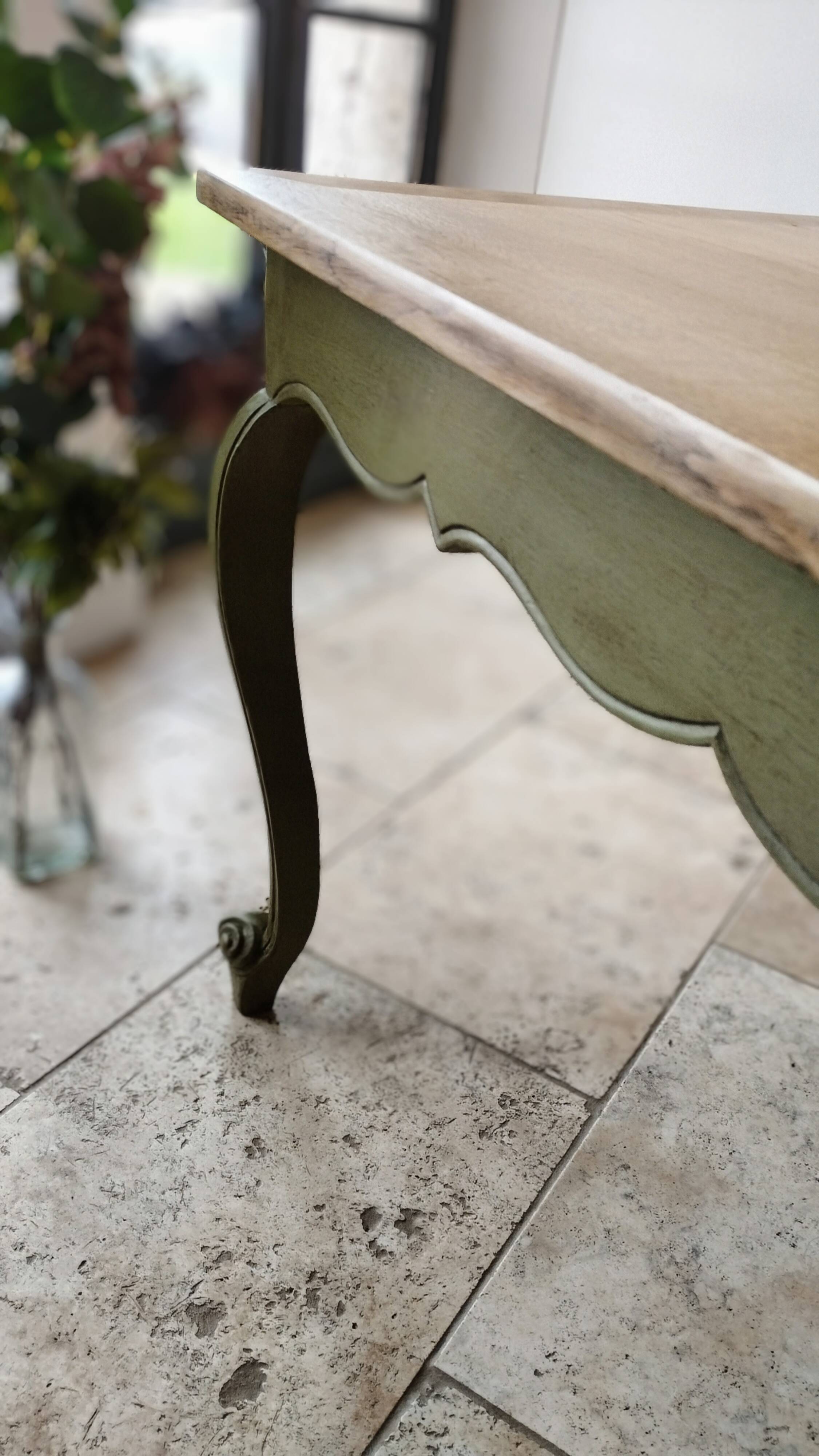 Olive green patinated table