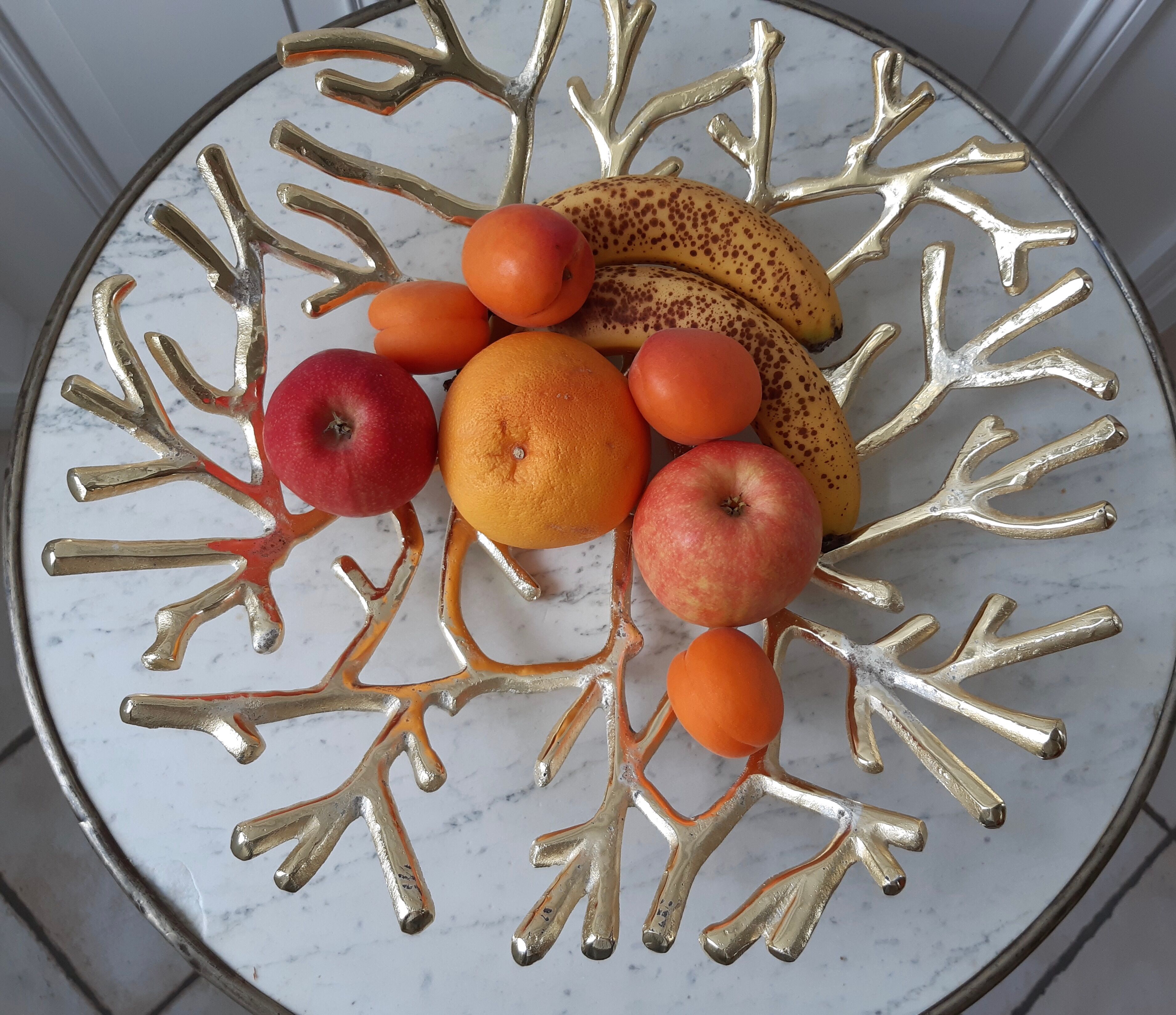 Vintage golden and silver fruit basket