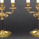 Pair of Chandeliers/Candelabra in Solid Bronze Empire Style Caramel Patina