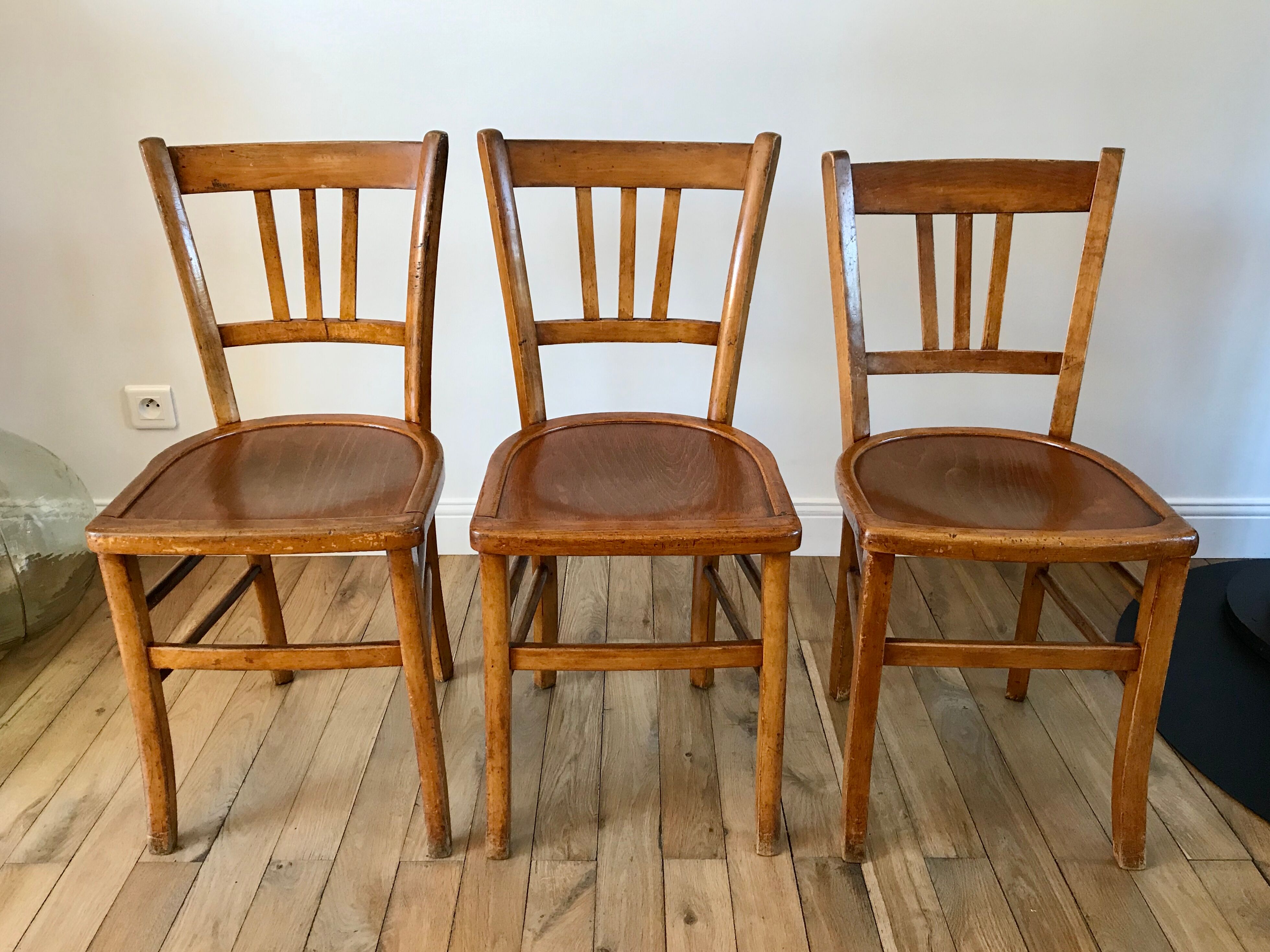 Trio de chaises bistrot Luterma années 50