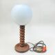 Wooden lamp in wabi-sabi brutalist style by Charles Dudouyt with white opaline.