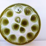 Set of 6 plates with 1 vintage oyster tray Moulin des Loups Orchies in porcelain 201055