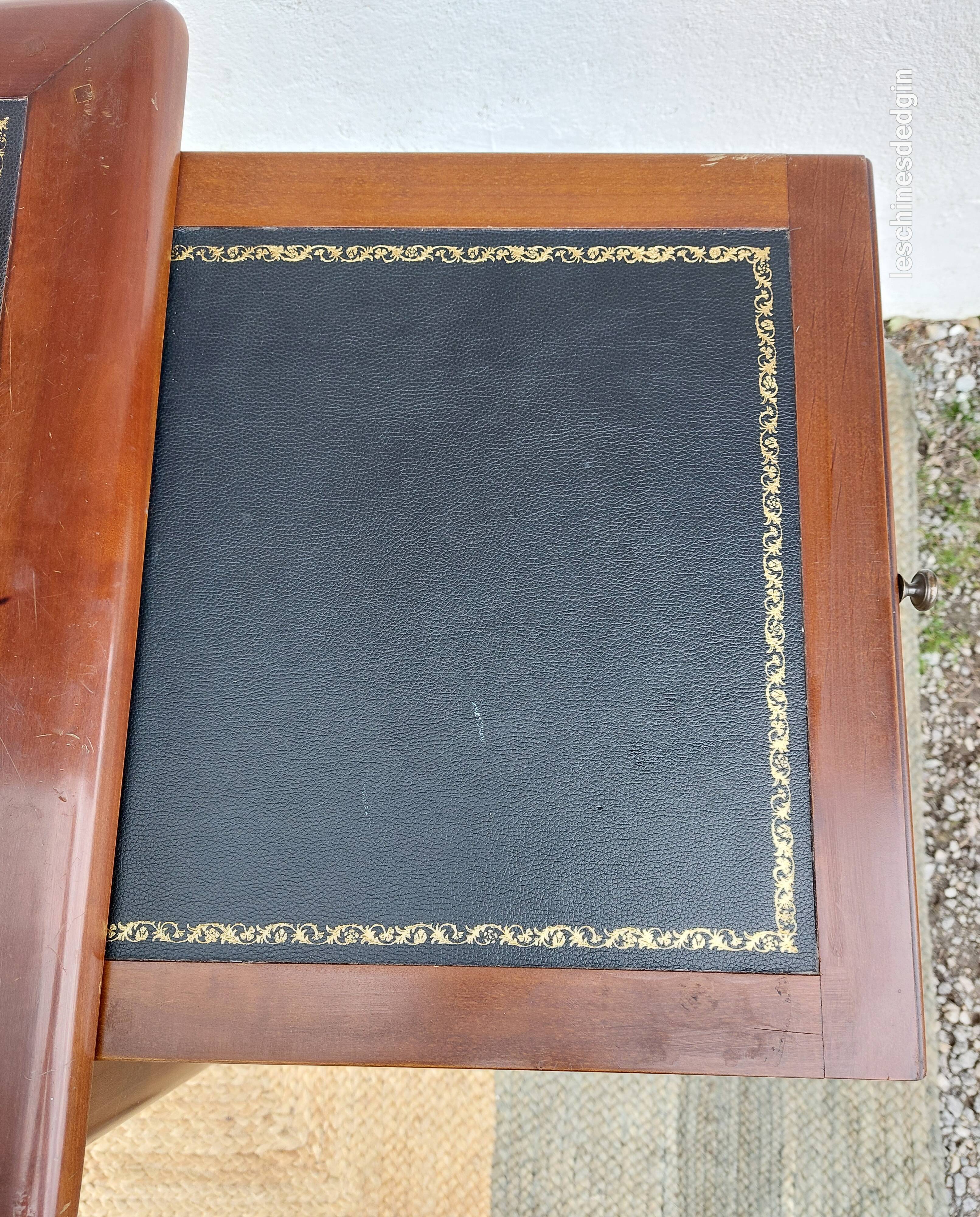 Black leather desk with extensions