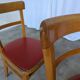 Vintage Wooden Dining Chair: Red Leather Seat, Mid-Century Modern