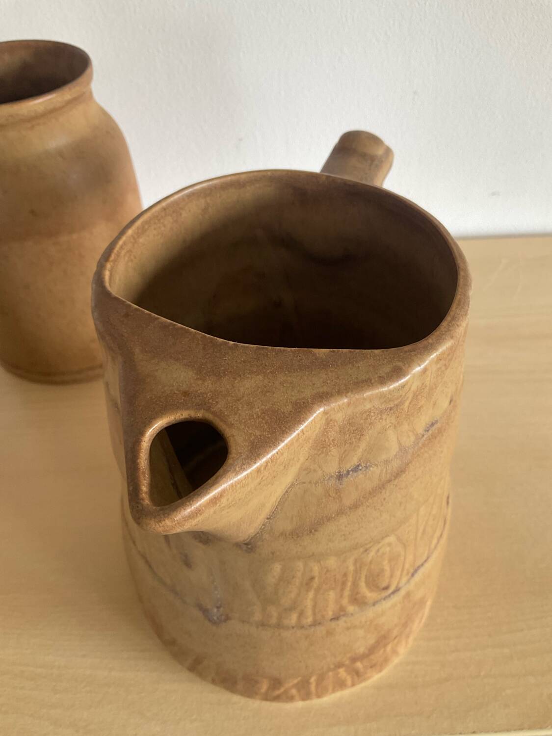 Trio of stoneware jug vases from the 70s