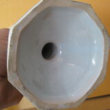 Pair of antique earthenware candlesticks with Rouen decor