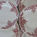 6 Louis XV Boulenger Choisy Le Roi iron earth flat plates, early 20th century