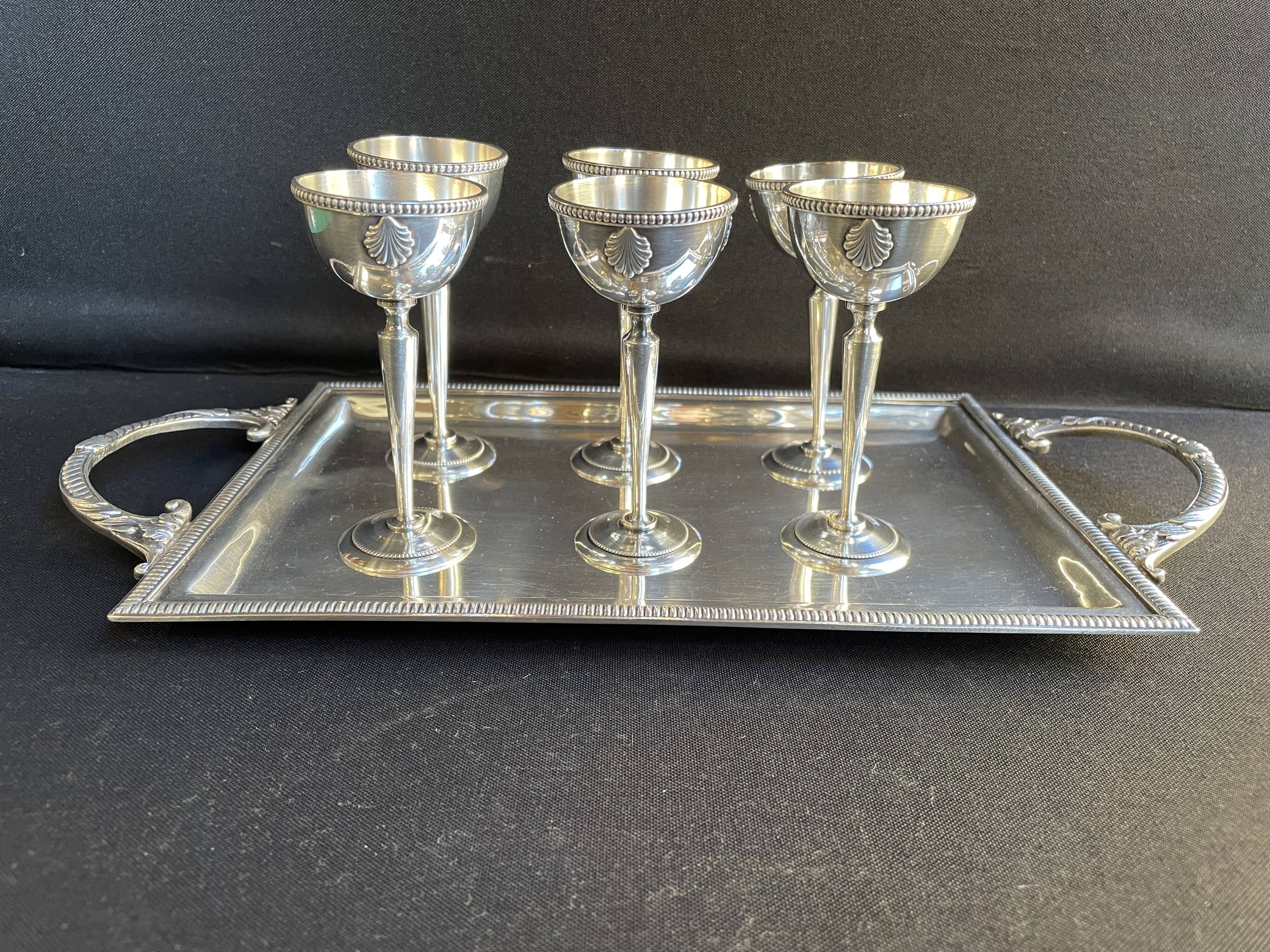 Louis XV style silver metal liquor service