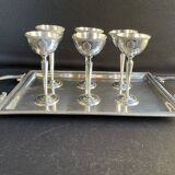 Louis XV style silver metal liquor service