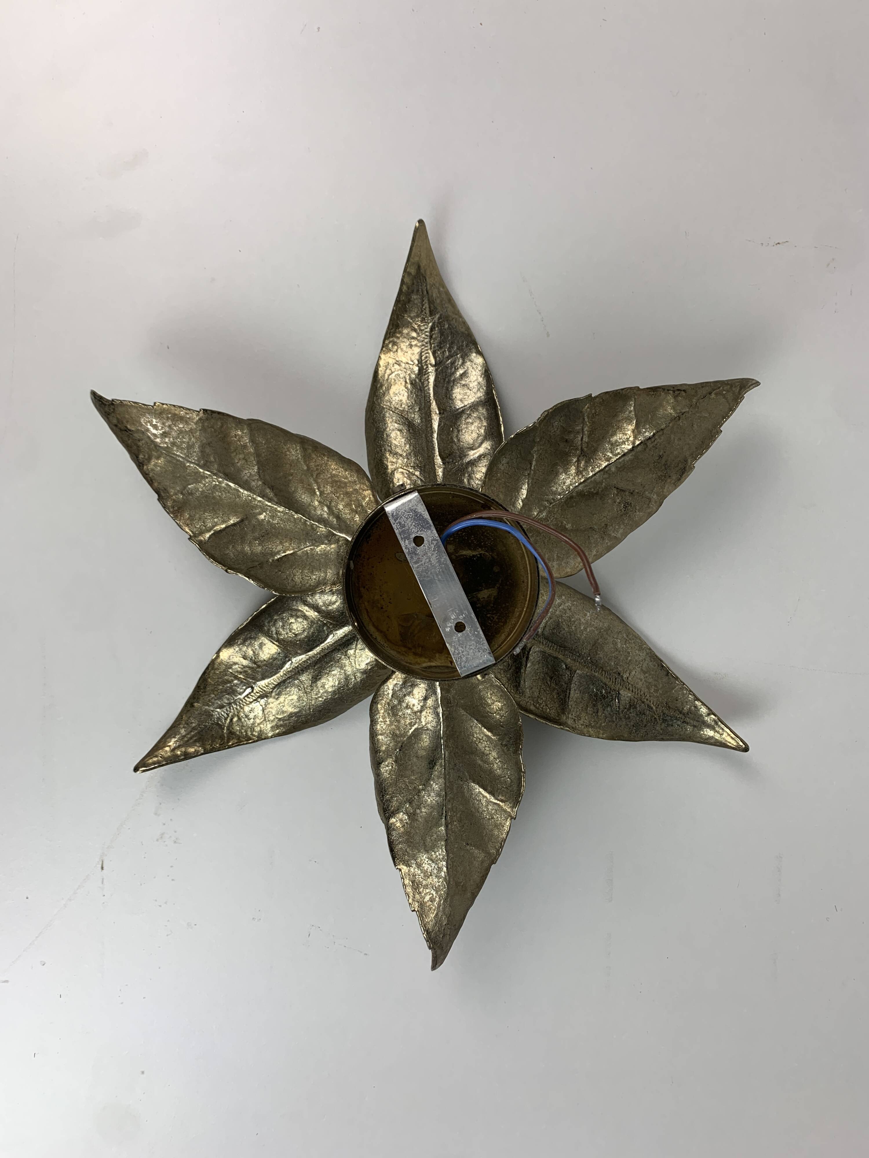 Florentine floral brass wall sconce by Willy Daro for Massive Lighting, Belgium