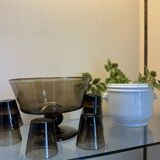 Blown and bubbled glass service from Biot