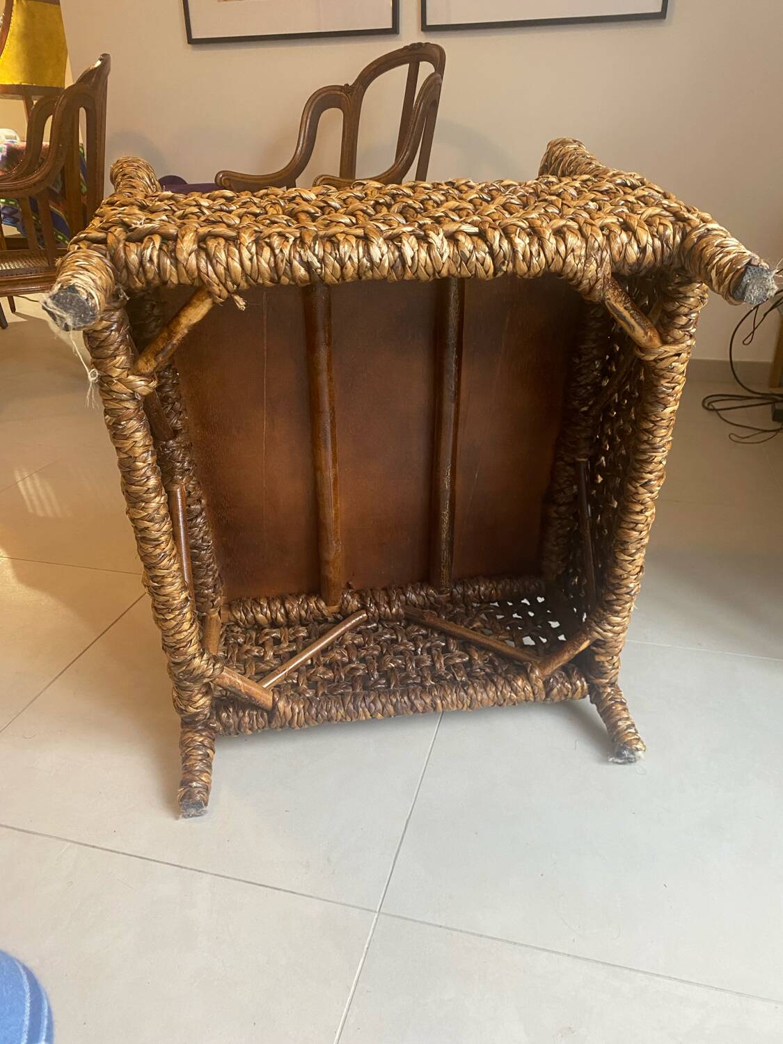 Rattan armchair + 2 cushions