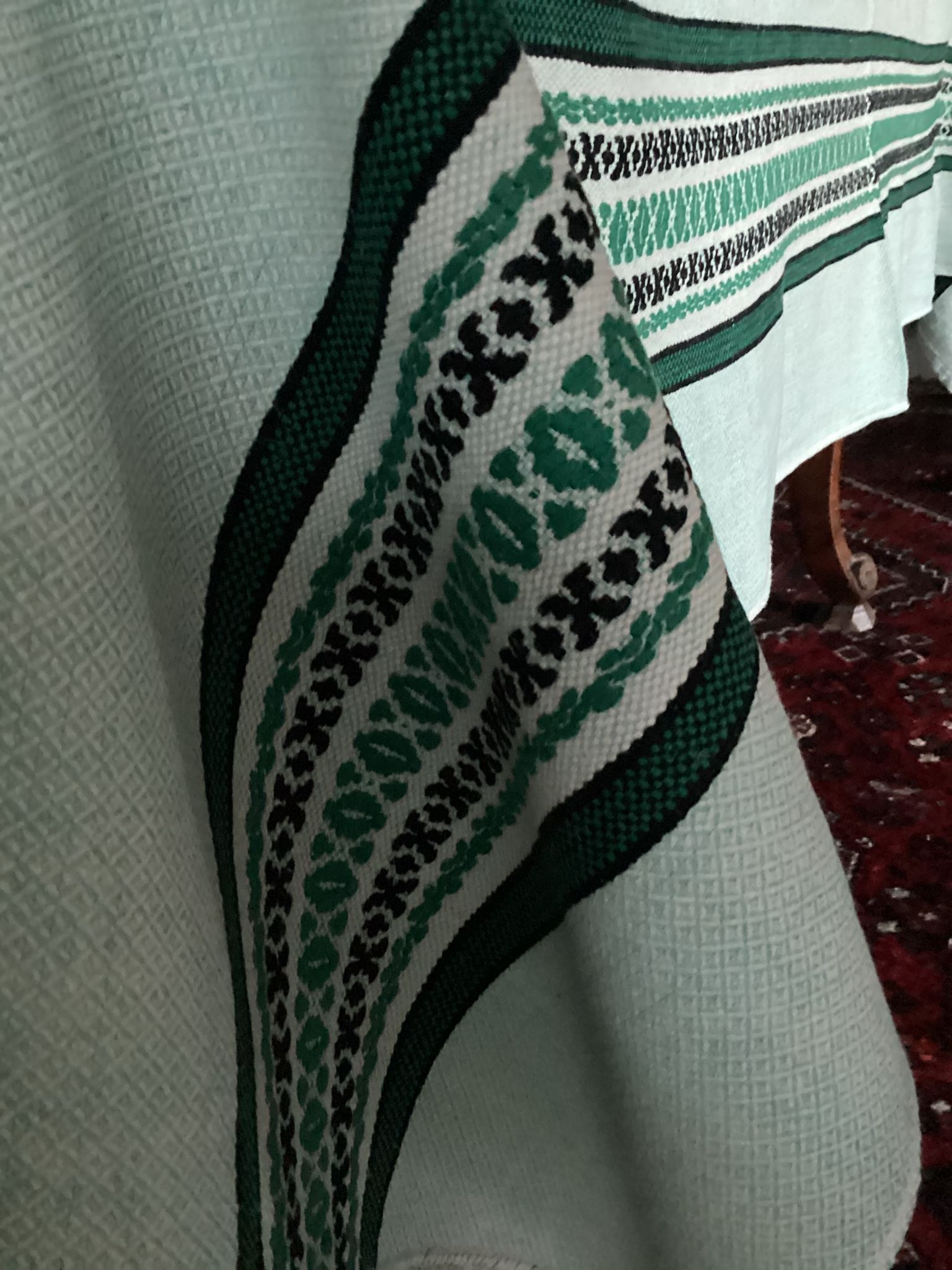 Cotton &  linen tablecloth vintage light green color