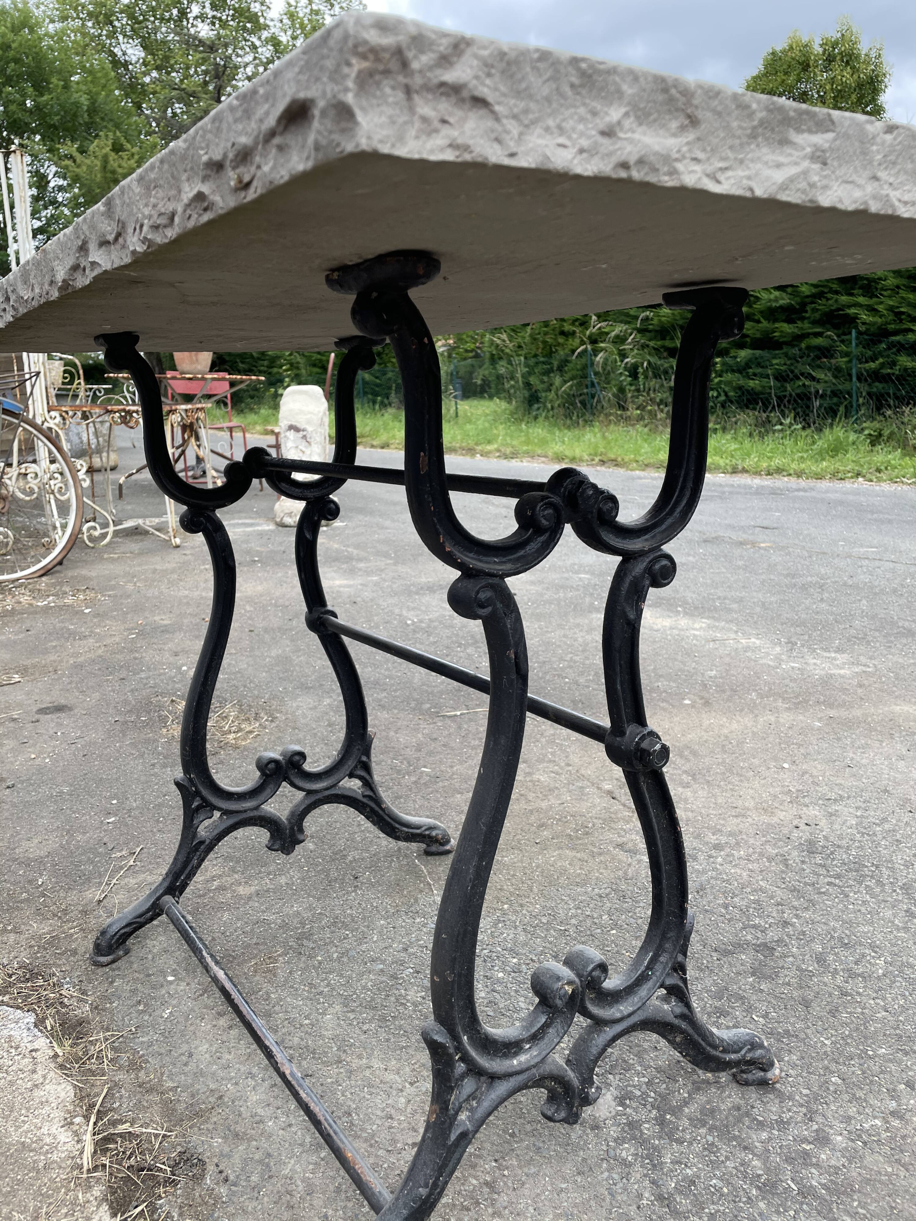Garden table foot cast iron stone tray