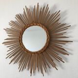 Rattan sun mirror 50x50cm 1960