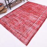 Distressed red carpet 241x165cm