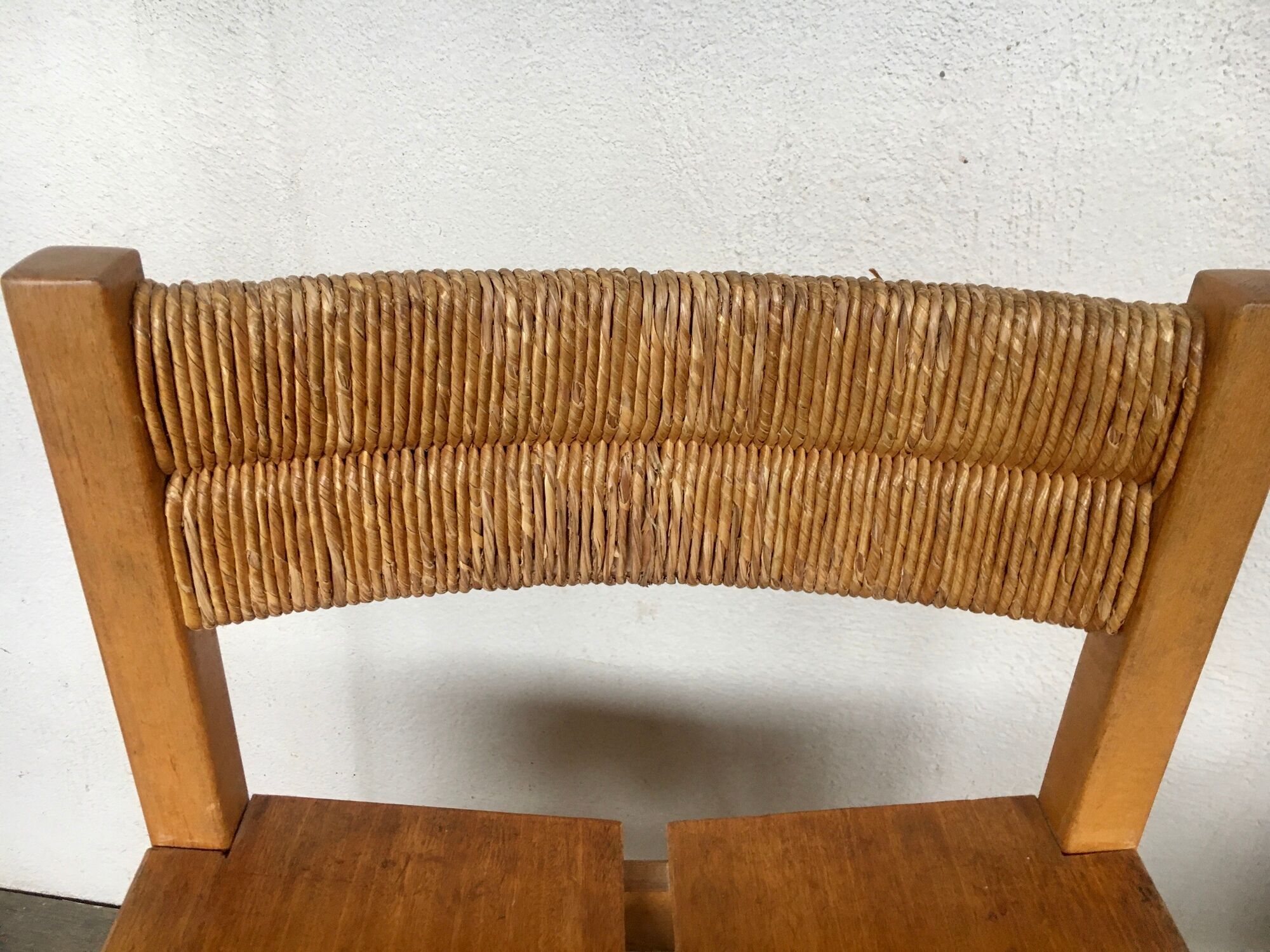 Pair of straw and elm chairs