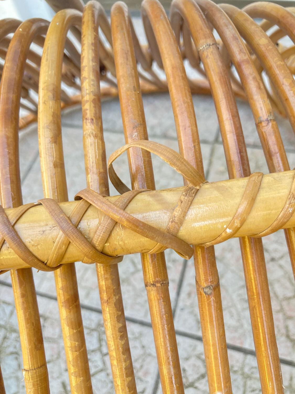 Vintage shell rattan armchair