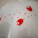 White opaline glass suspension with red and silver floral decoration.