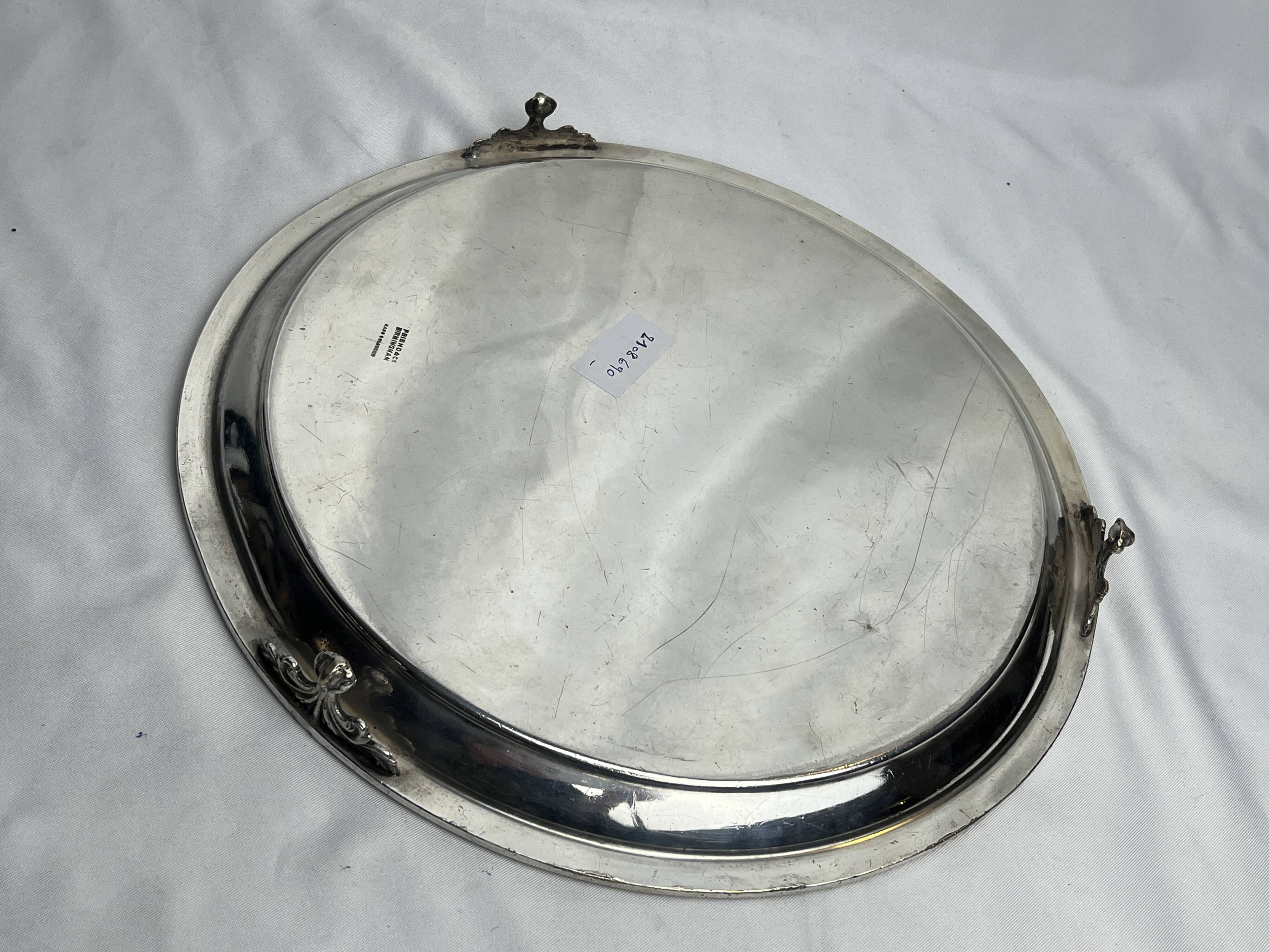 Antique silver-plated metal tray, Cunard Company, England, early 20th century