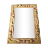 Miroir vintage année 70/80 décoratif plâtre décors de fruits