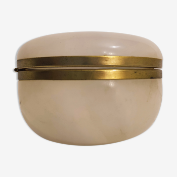 Round alabaster jewelry box