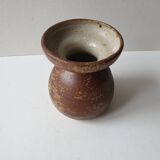 Pyrite stoneware ceramic vase, diabolo shape, signed Monogram Phi