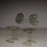 Chaises de jardin modernistes en acier. Années 1960. Lot de 2.