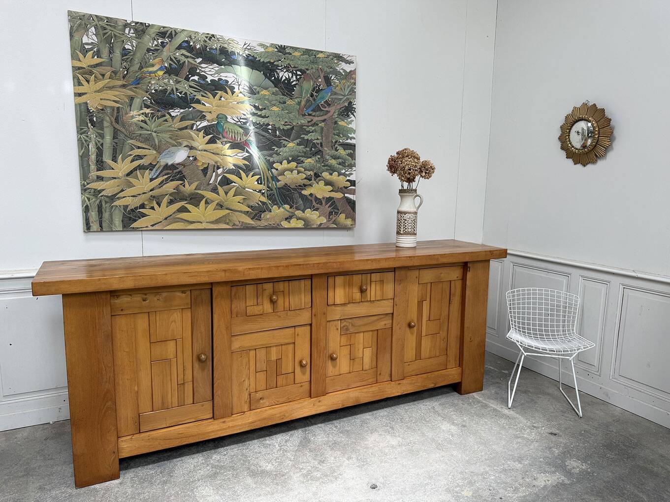 Brutalist 70's sideboard in solid elm