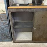 Buffet or Bookcase 2 bodies in polished and varnished steel circa 1960