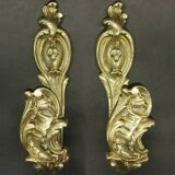 Pair of 19th century Rocaille / Rococo style tiebacks - gilded bronze