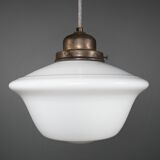 English Edwardian Opaline Glass School / Chapel Pendant Lamp