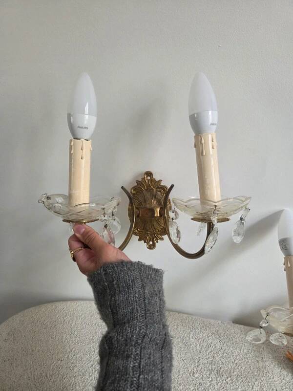 Pair of vintage gold wall sconces Art Deco Rococo from the 50s-70s.