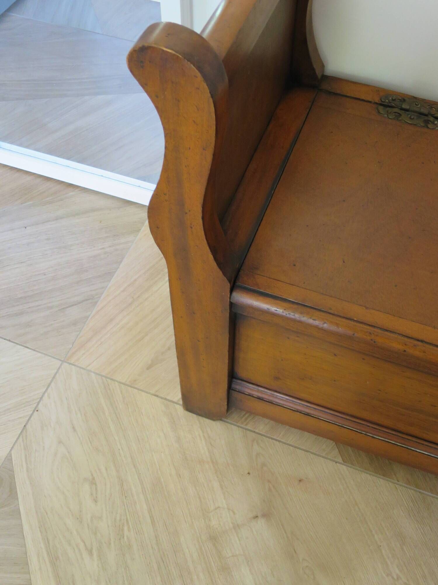 Rare entrance bench - Old chest bench - toy chest - oak color