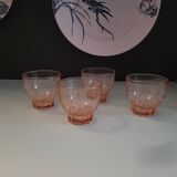 4 verres ambrés à base étoilée – France, années 40-50