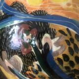 Hand-painted glazed earthenware vase