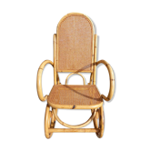 Bamboo, canborn, vintage rocking chair