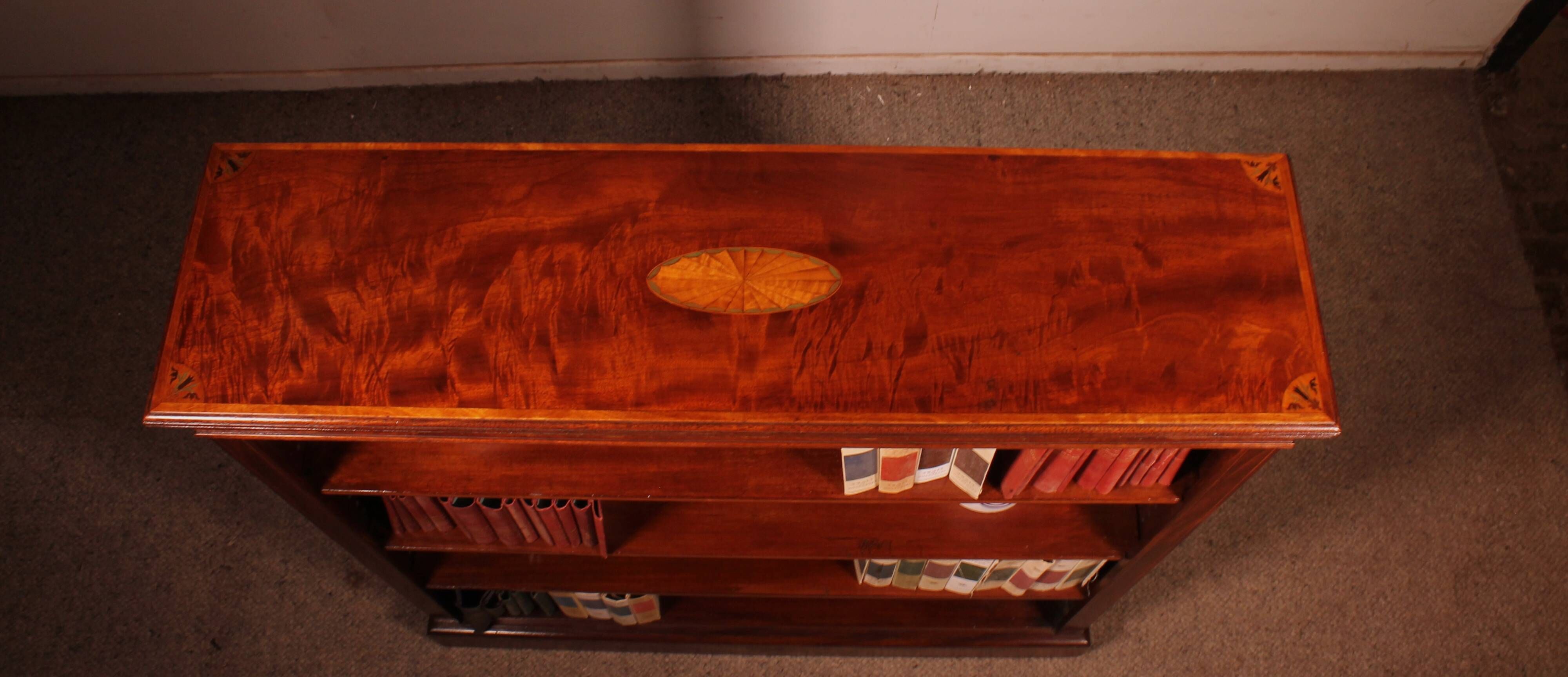 open mahogany library with inlays - 19th century