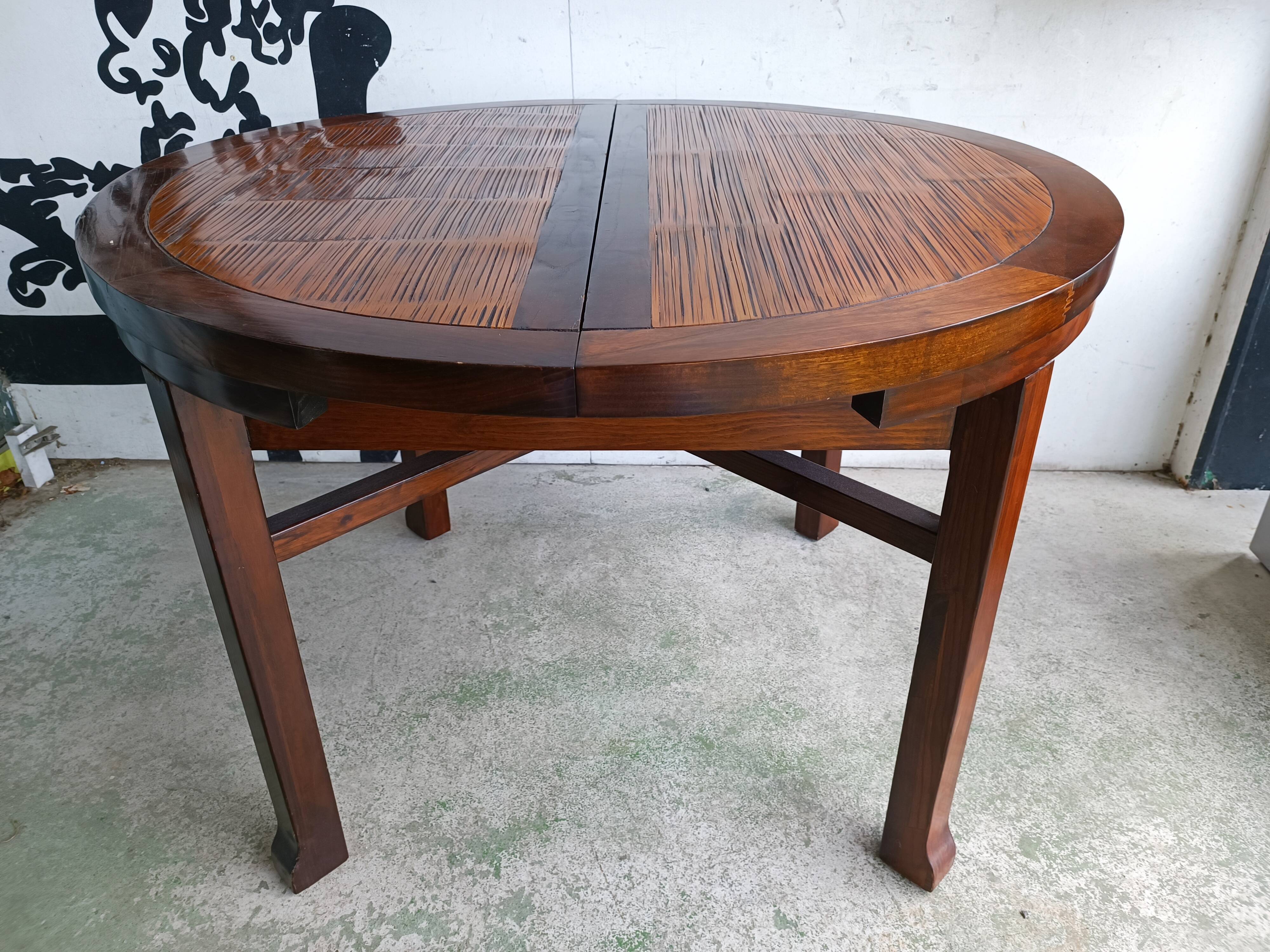 Round table + 4 chairs solid wood elm and bamboo set mag room furniture