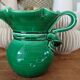 Pitcher signed Cerenne Vallauris in green ceramics
