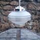 Vintage chandelier - Opaque glass globe and gold - 1950
