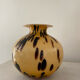 Vase verre d'art de style écaille de tortue jaune doré pate de verre 1970