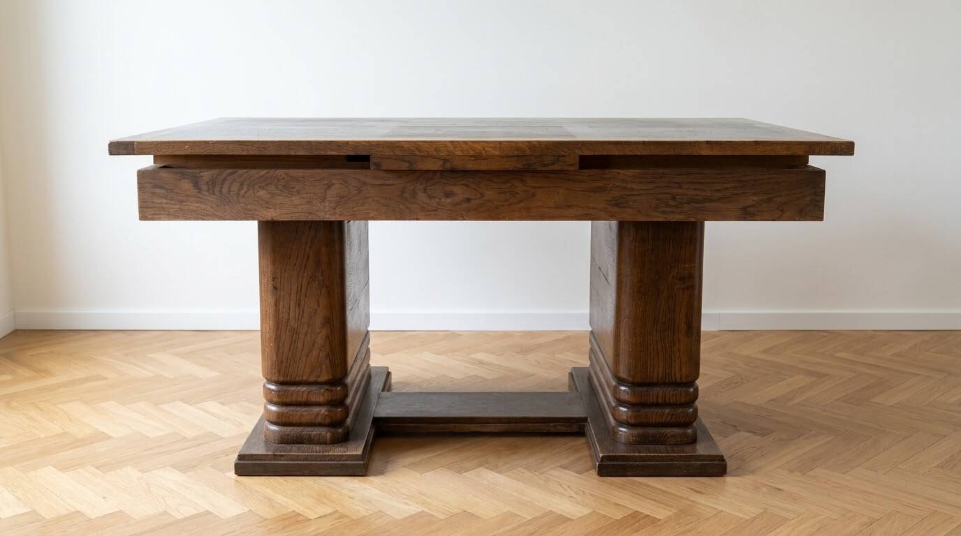 Solid wood dining table in Art Deco style