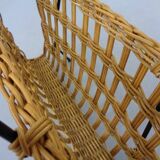 Magazine rack in filigree rattan and steel, 1960s