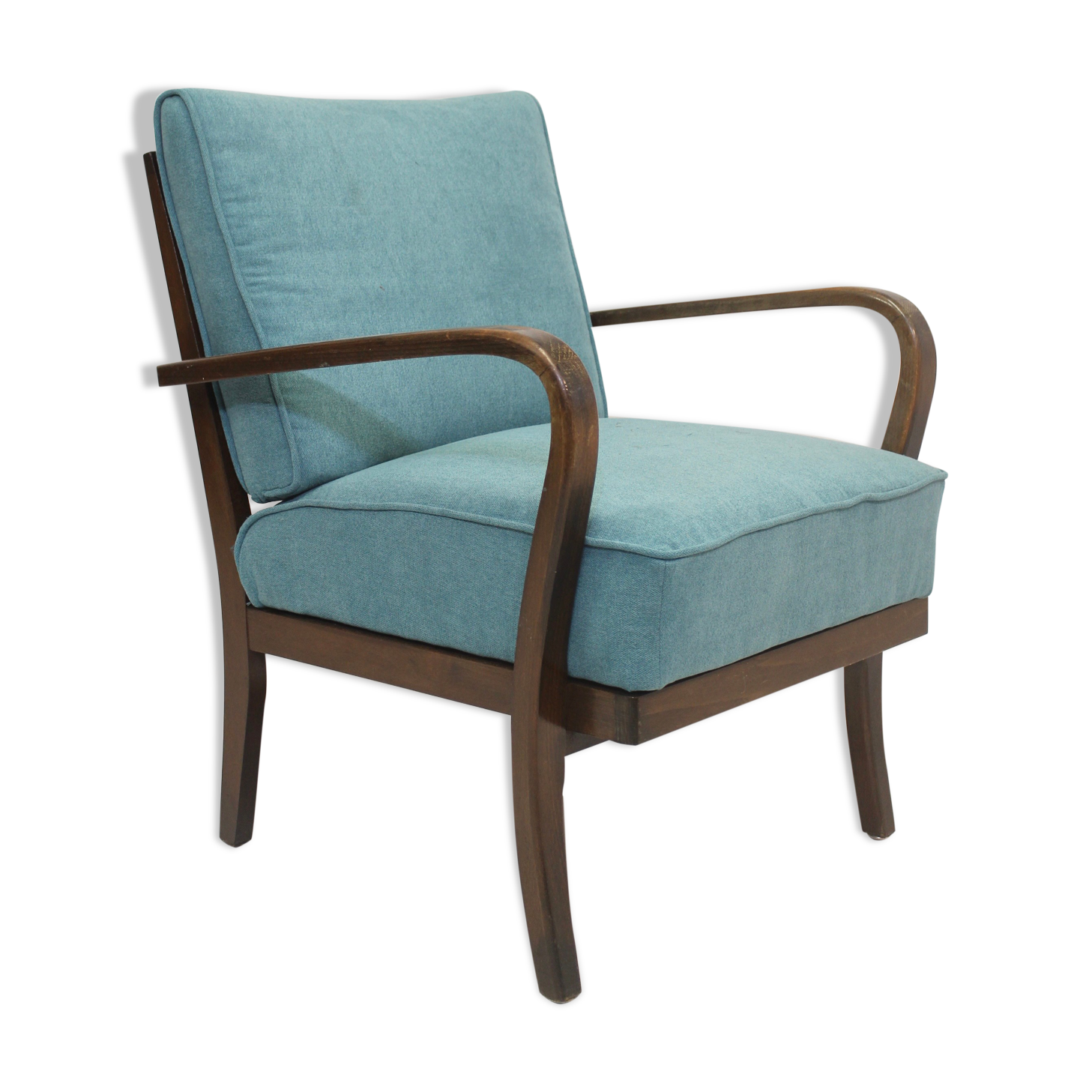 Art Deco curved wood armchair, 1950