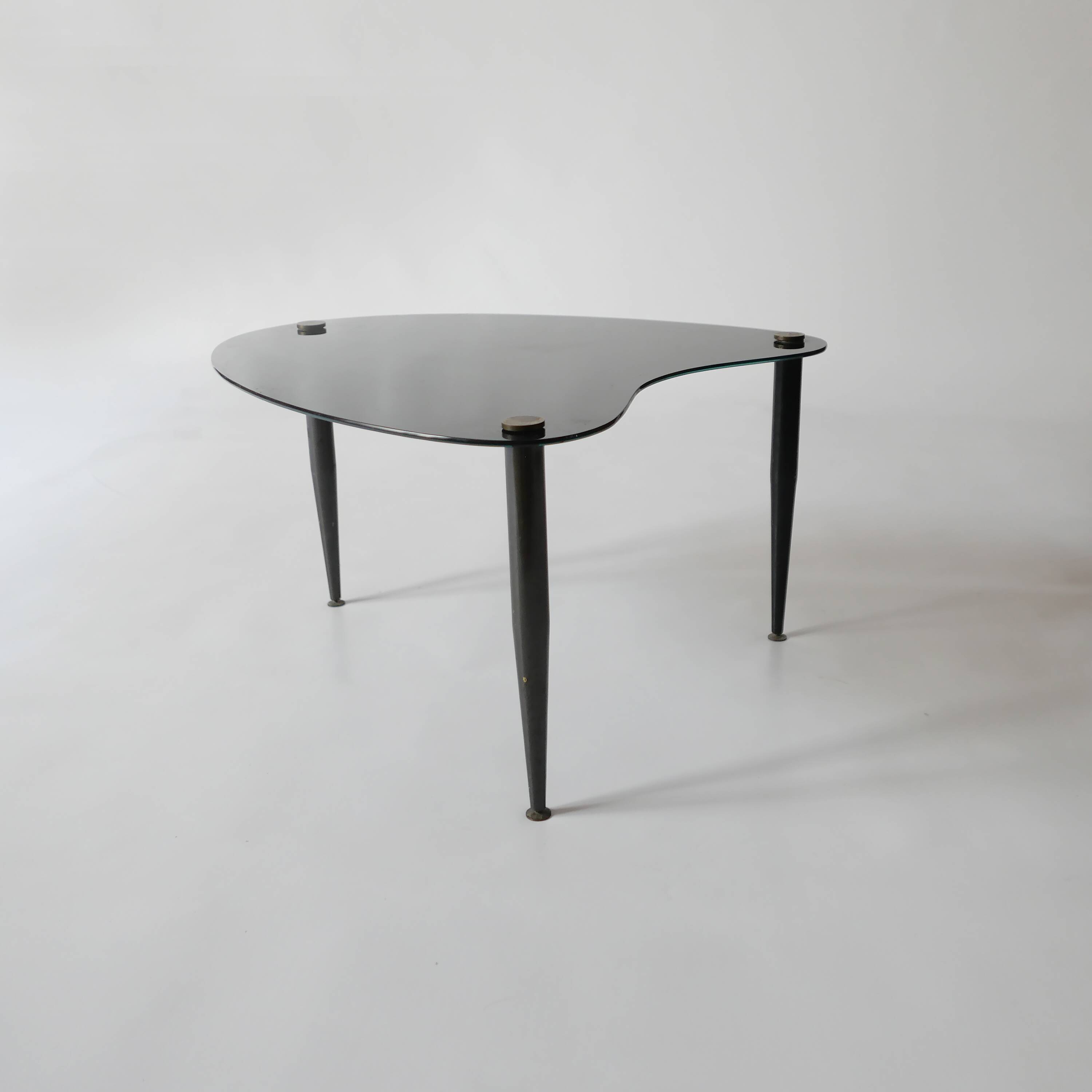 side table black glass free form 1950s 1970s Guariche