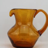 Orange pitcher Biot bubble glass